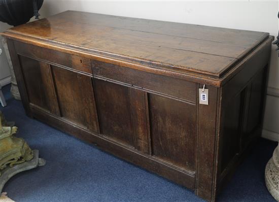 An oak four panel coffer, W.162cm